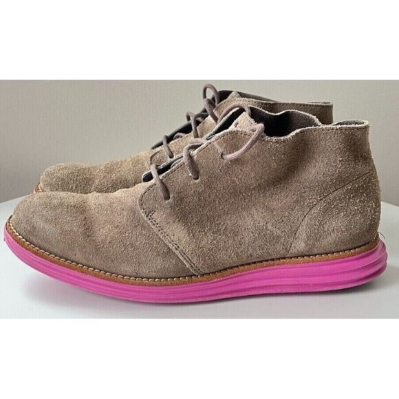 Cole Haan Chukka Boots Mens Size 7.5 Lunargrand  Brown Suede Leather Pink Soles main image 10